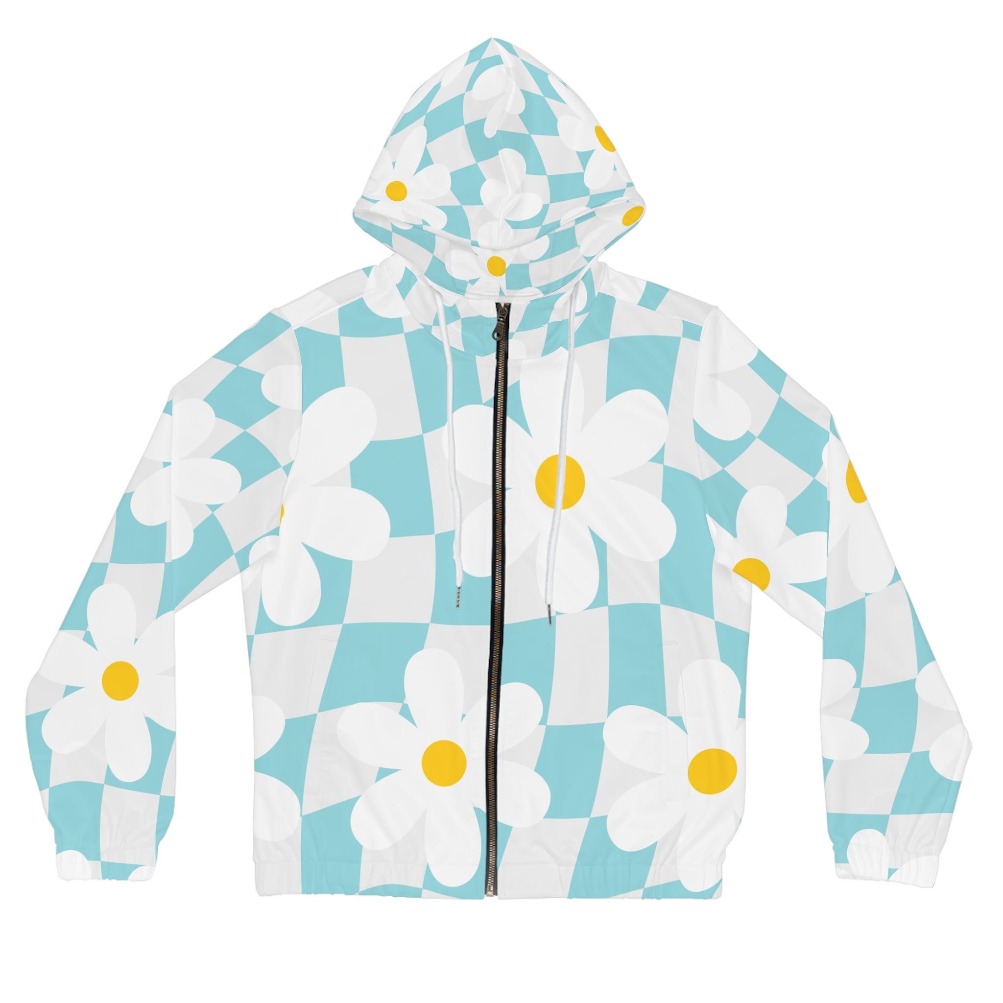 Trippy Check Garden Women’s Full-Zip Hoodie (AOP), Artsulli - Art is Long, Life is Short, All Over Prints, Size, XS, Color, White, , , 20493986455585940568