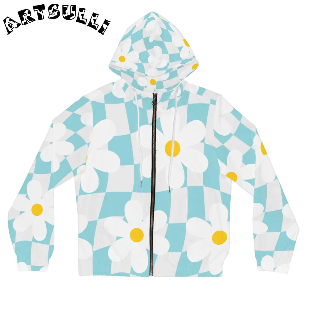 JAKKOUTTHEBXX Trippy Check Garden Women’s Full-Zip Hoodie (AOP)