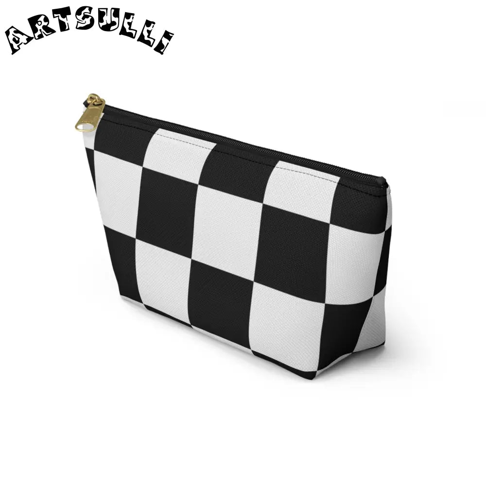 JAKKOUTTHEBXX Checkerboard Black and White Accessory Pouch w