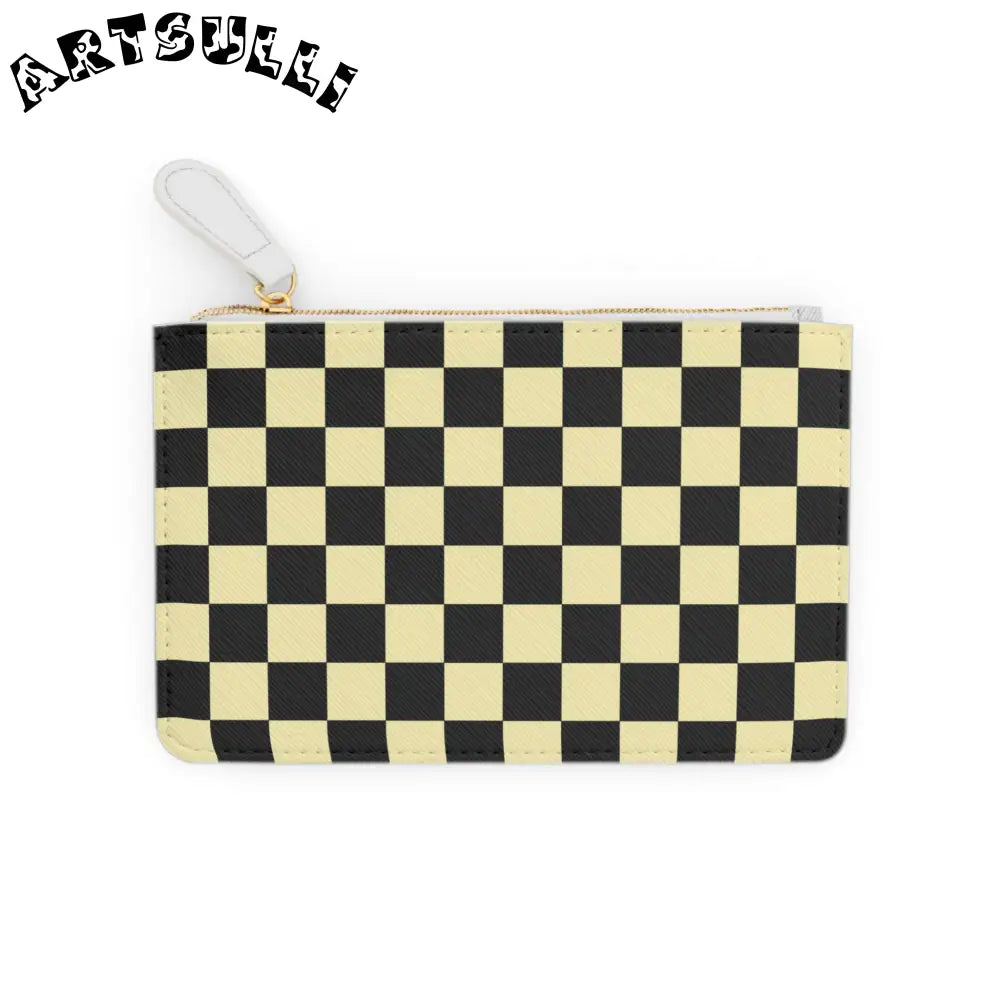 JAKKOUTTHEBXX Checkerboard Black and Yellow Mini Clutch Bag