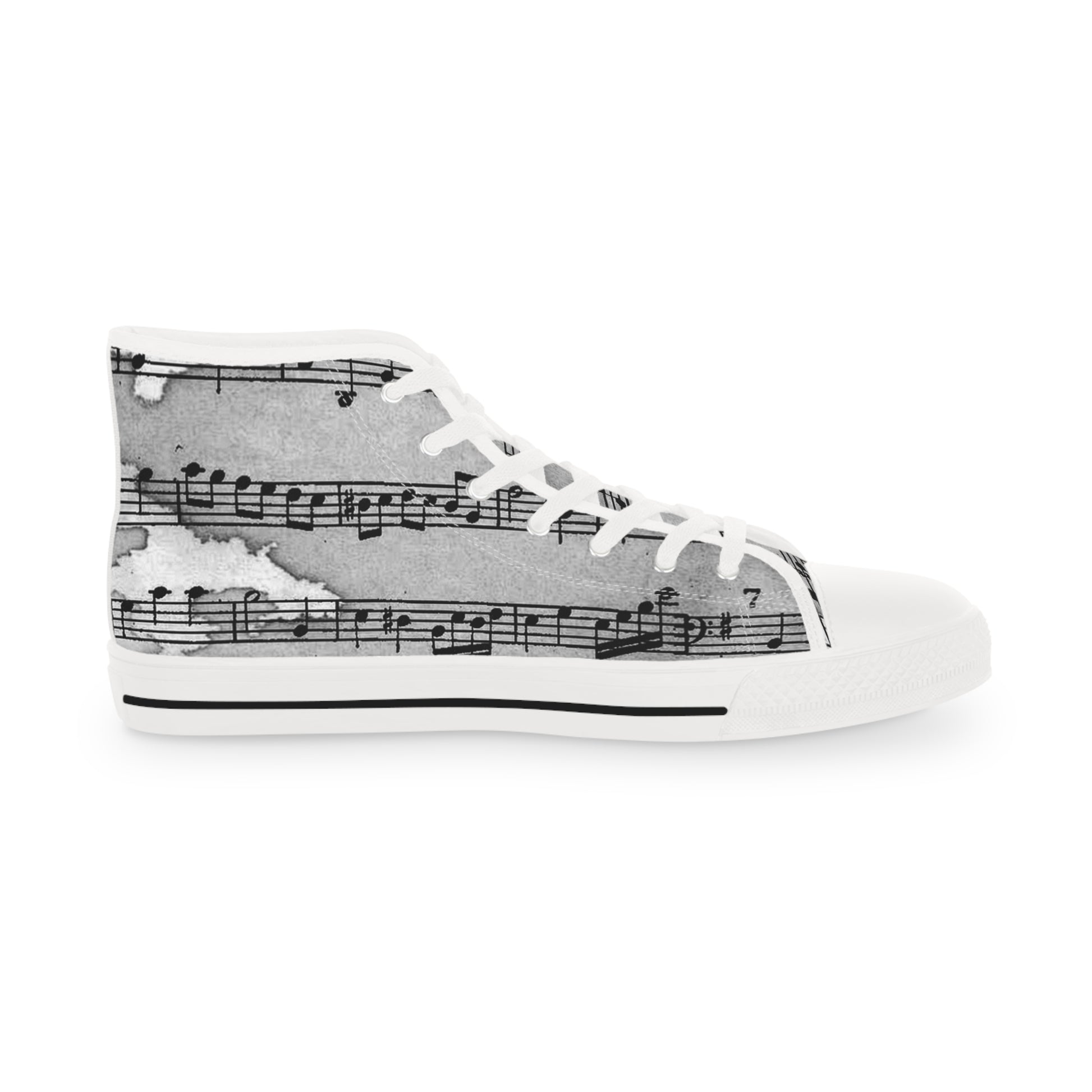 Drip Spill Type Beat Sheet Music Black Men's High Top Sneakers, Artsulli - Art is Long, Life is Short, Shoes, , , , , , , 