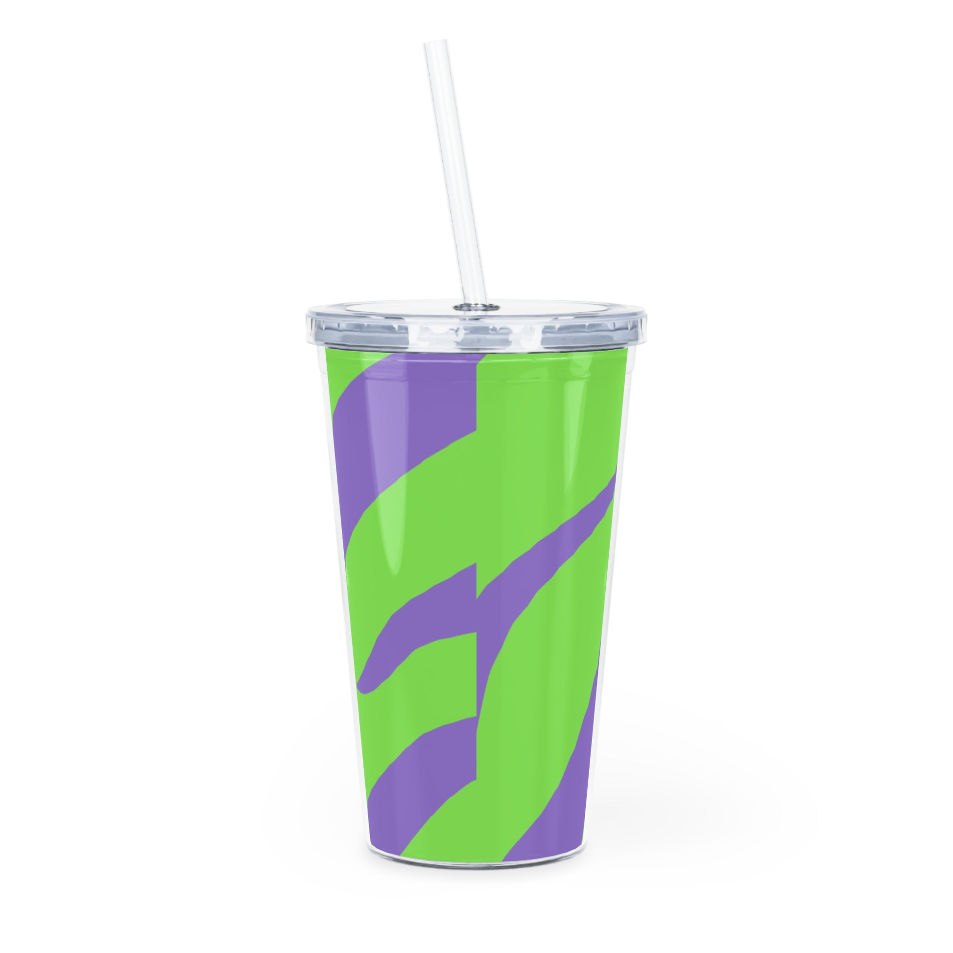 Tyrannosaurus Print Green and Purple Plastic Tumbler with Straw, Artsulli - Art is Long, Life is Short, Mug, , , , , , , 