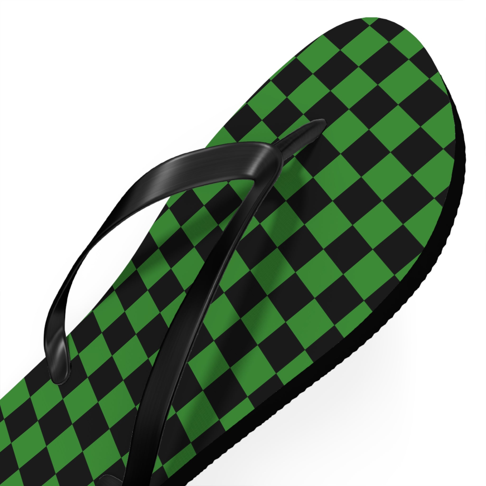 Checkerboard Green and Black Flip Flops, Artsulli - Art is Long, Life is Short, Shoes, , , , , , , 