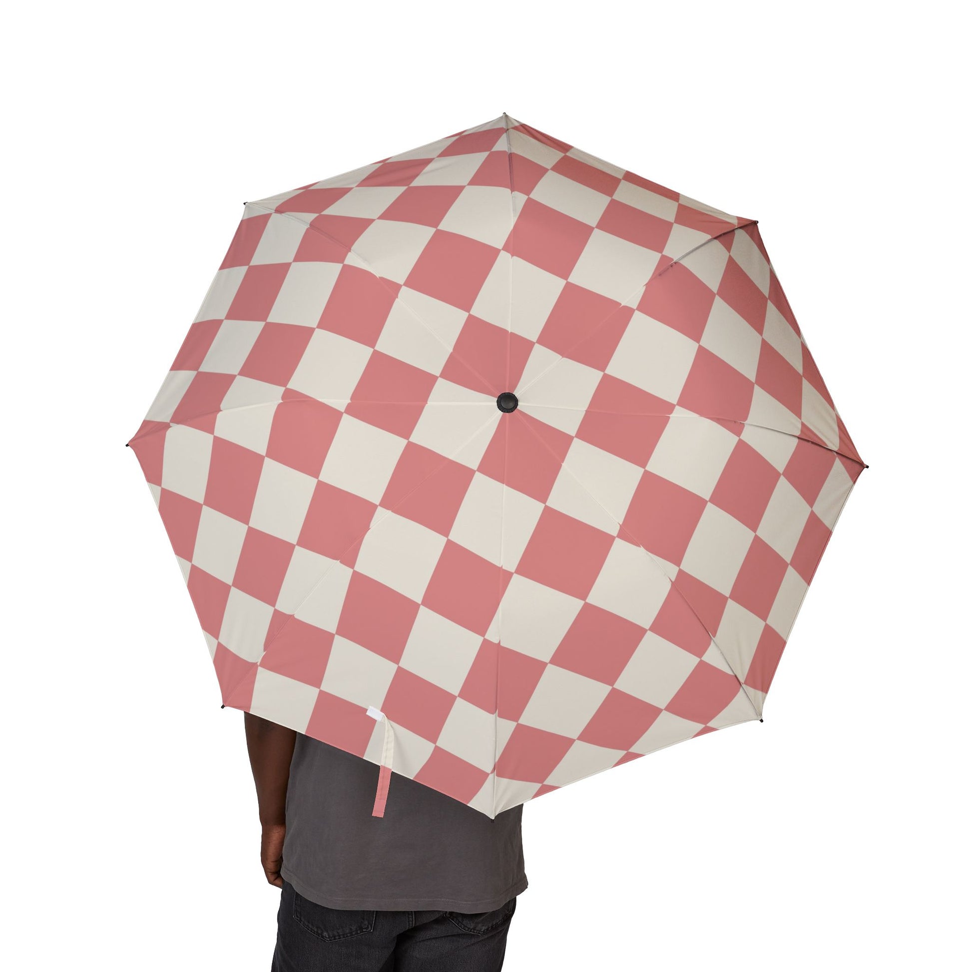 Retro Checkered Grassland Sprites II Semi-Automatic Foldable Umbrella, Artsulli - Art is Long, Life is Short, Accessories, , , , , , , 