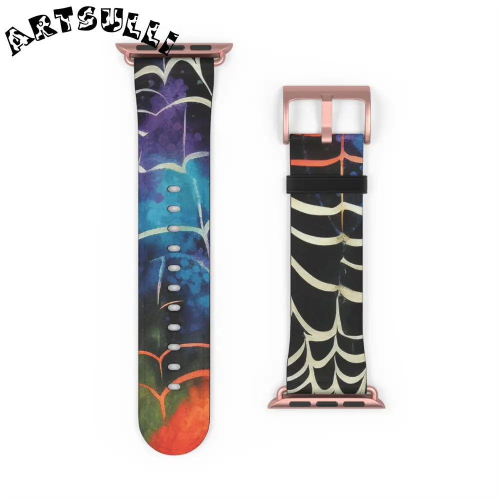JAKKOUTTHEBXX Colorful Spider Web Faux Leather Watch Band 2025