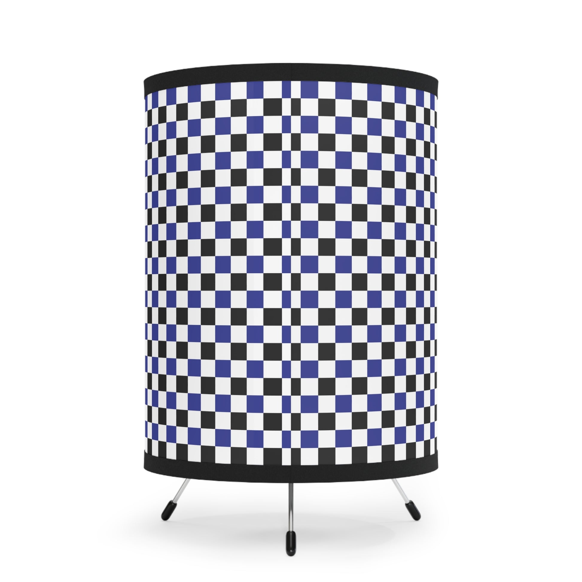 Checkerboard Blue White and Black Tripod Lamp with High-Res Printed Shade, US\CA plug, Artsulli - Art is Long, Life is Short, Home Decor, , , , , , , 