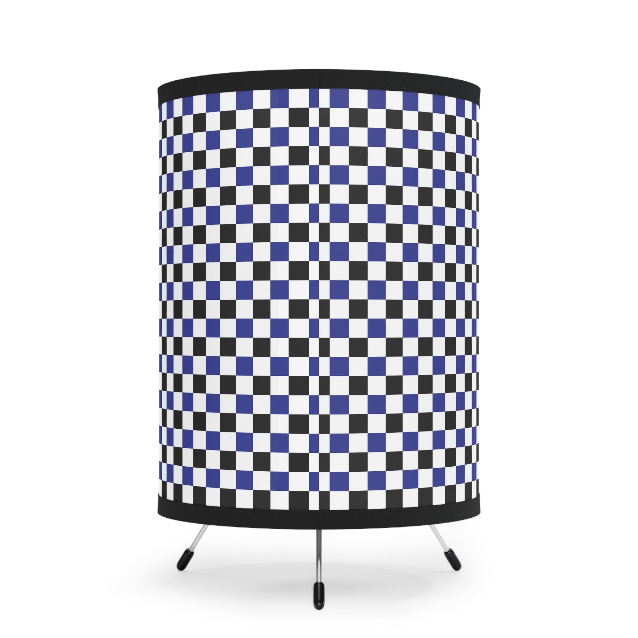 Checkerboard Blue White and Black Tripod Lamp with High-Res Printed Shade, US\CA plug, Artsulli - Art is Long, Life is Short, Home Decor, , , , , , , 