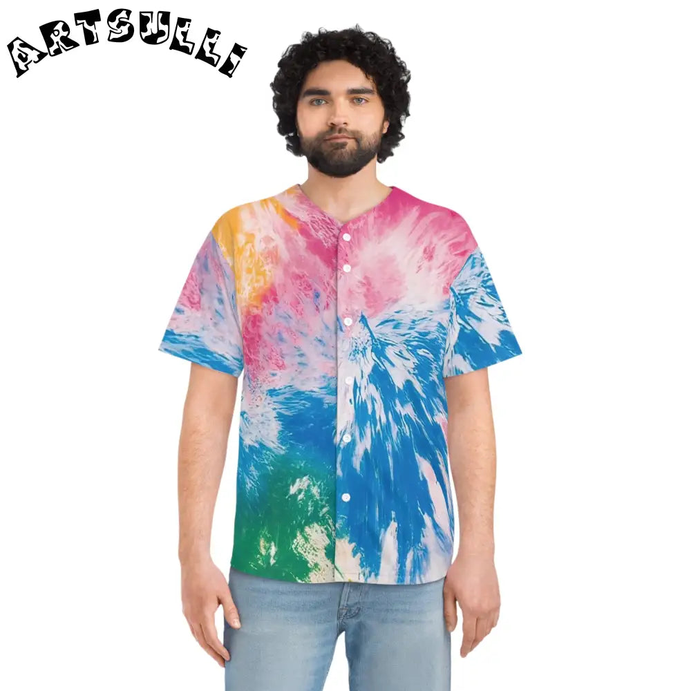 JAKKOUTTHEBXX Tie-Dye Art Printed Baseball Jersey 2025