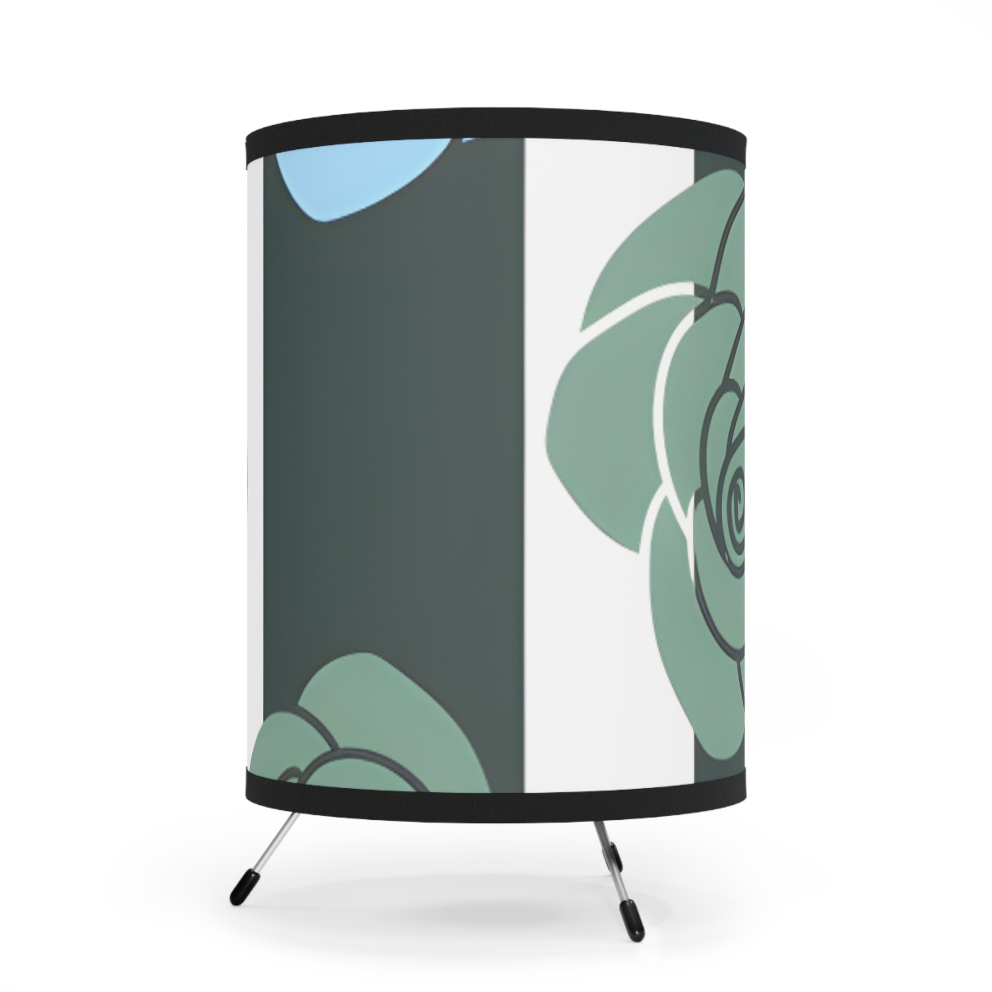 Stripes x Roses Black and White Tripod Lamp with High-Res Printed Shade, US\CA plug, Artsulli - Art is Long, Life is Short, Home Decor, , , , , , , 