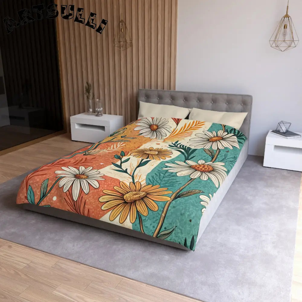 JAKKOUTTHEBXX Retro Daisy Dream Microfiber Duvet Cover JAKKOUTTHEBXX