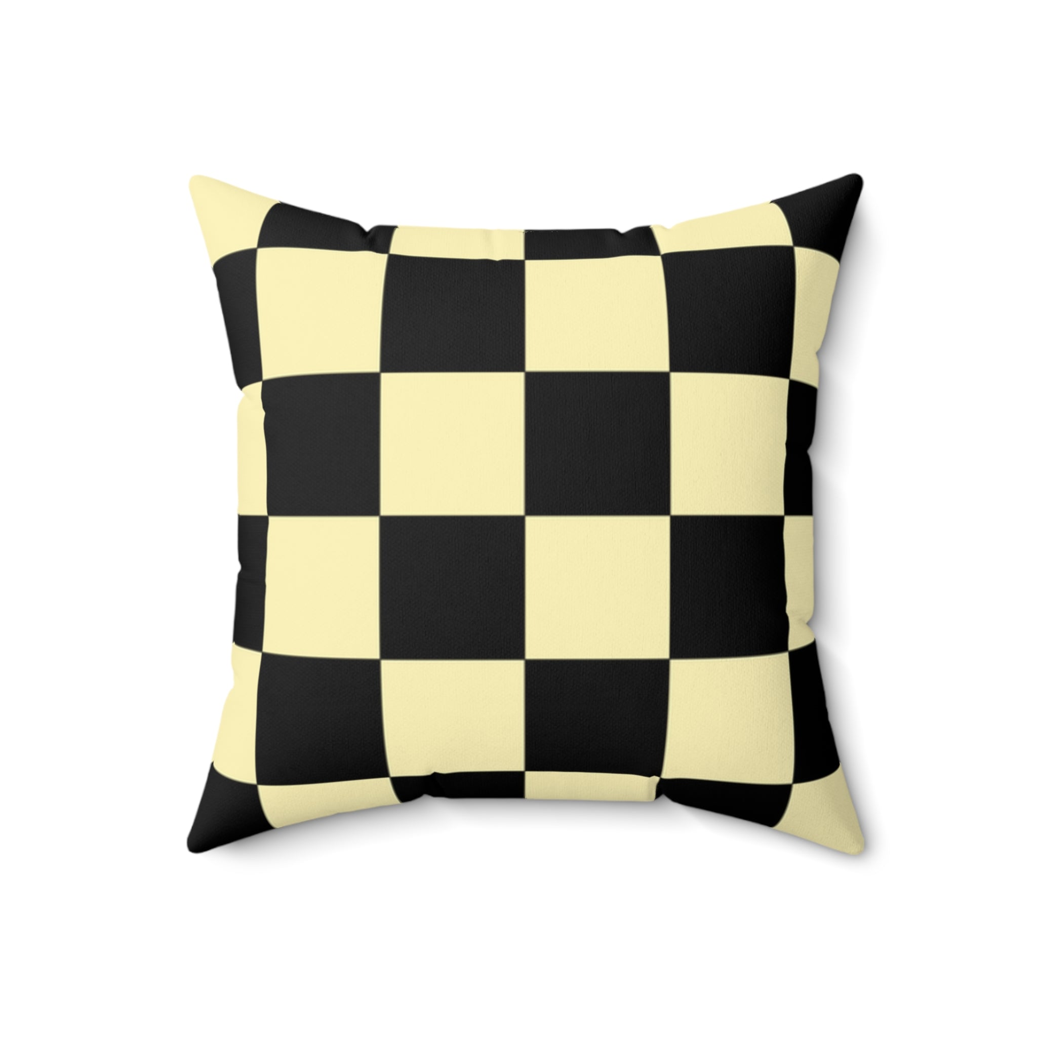 Checkerboard Black and Yellow Spun Polyester Square Pillow, Artsulli - Art is Long, Life is Short, Home Decor, , , , , , , 