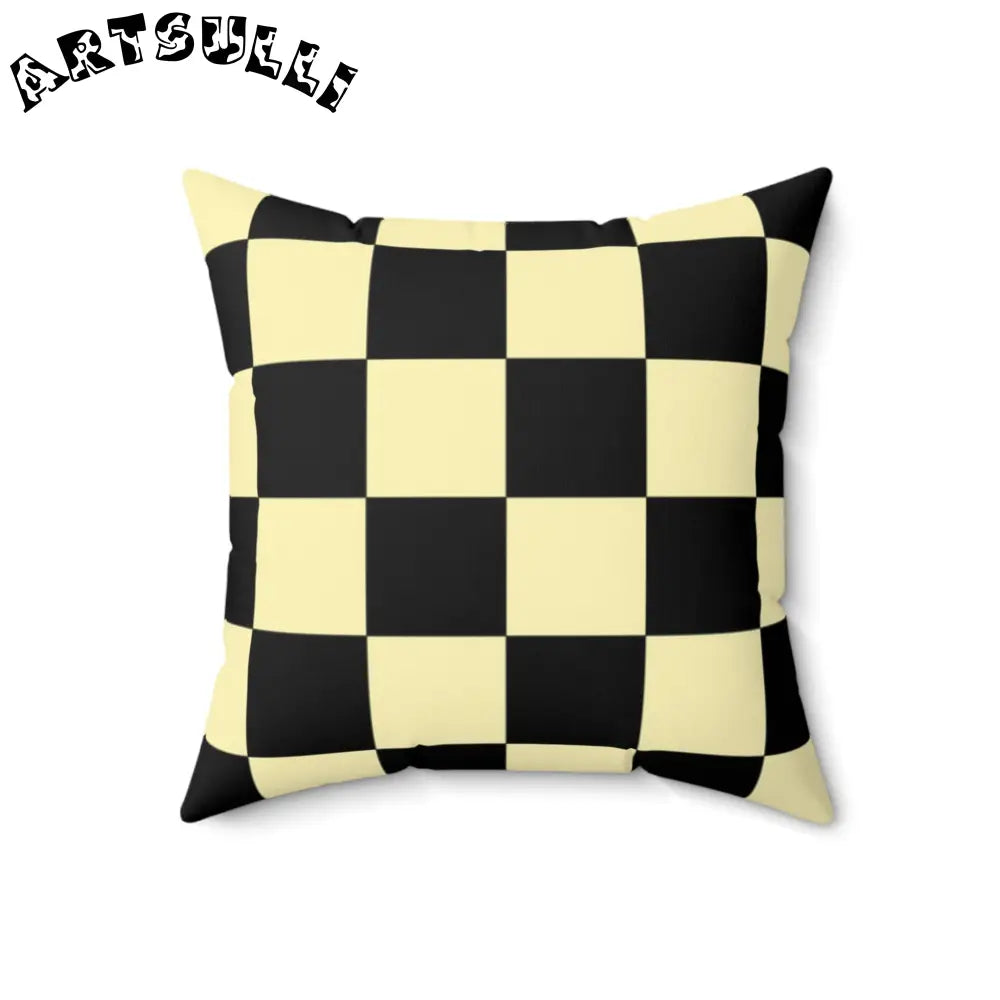 JAKKOUTTHEBXX Checkerboard Black and Yellow Spun Polyester Square