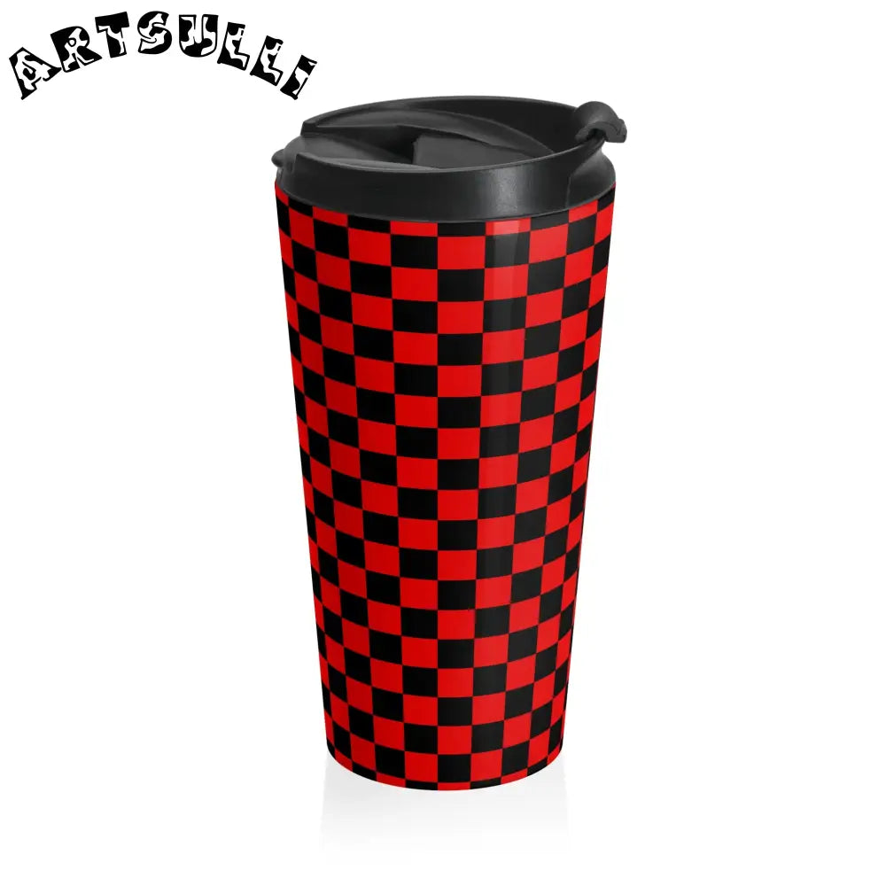 JAKKOUTTHEBXX Checkerboard II Red and Black Stainless Steel Travel