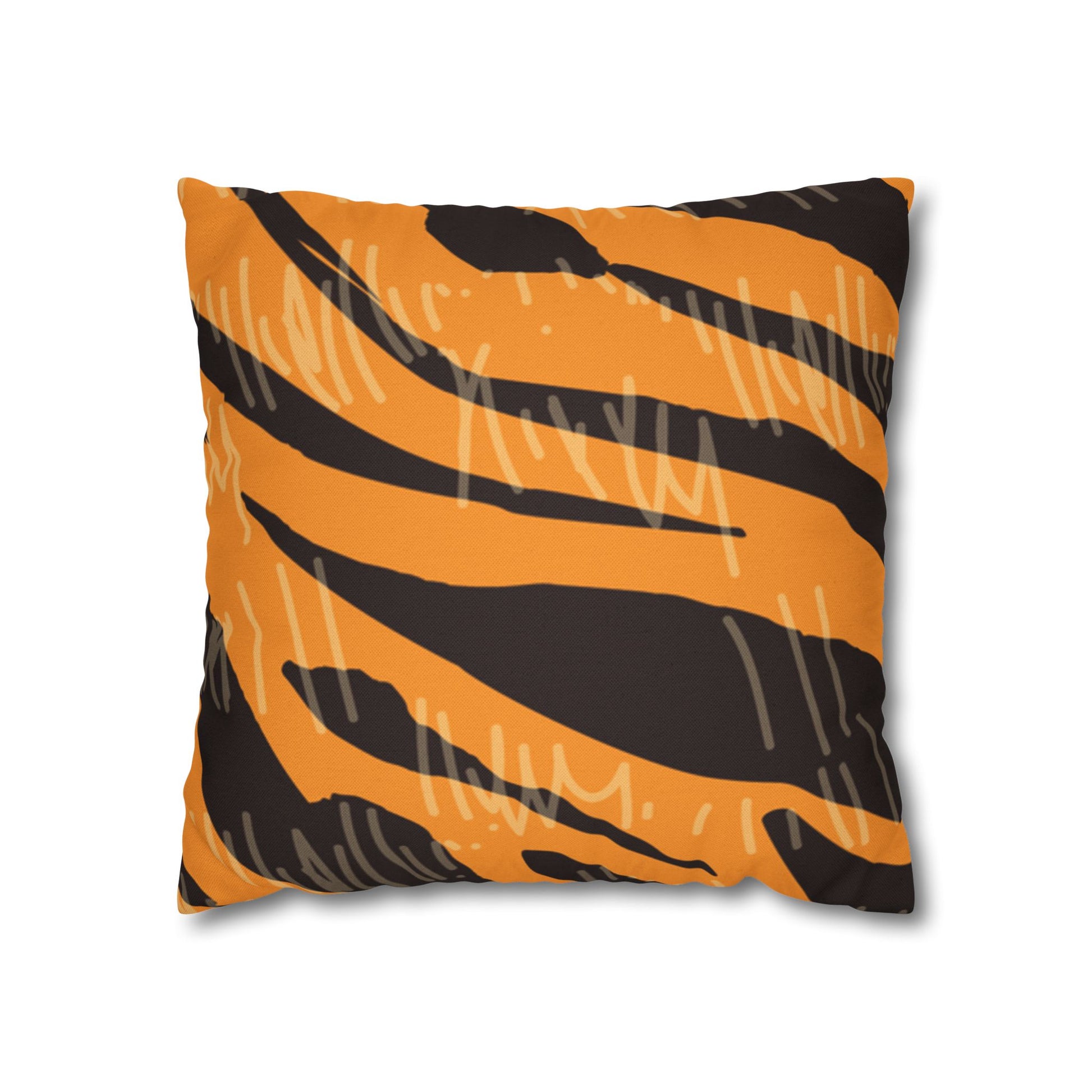 Tiger Scratches Orange & Black Spun Polyester Square Pillowcase, Artsulli - Art is Long, Life is Short, Home Decor, Size, 16" × 16", , , , , 13060128895361