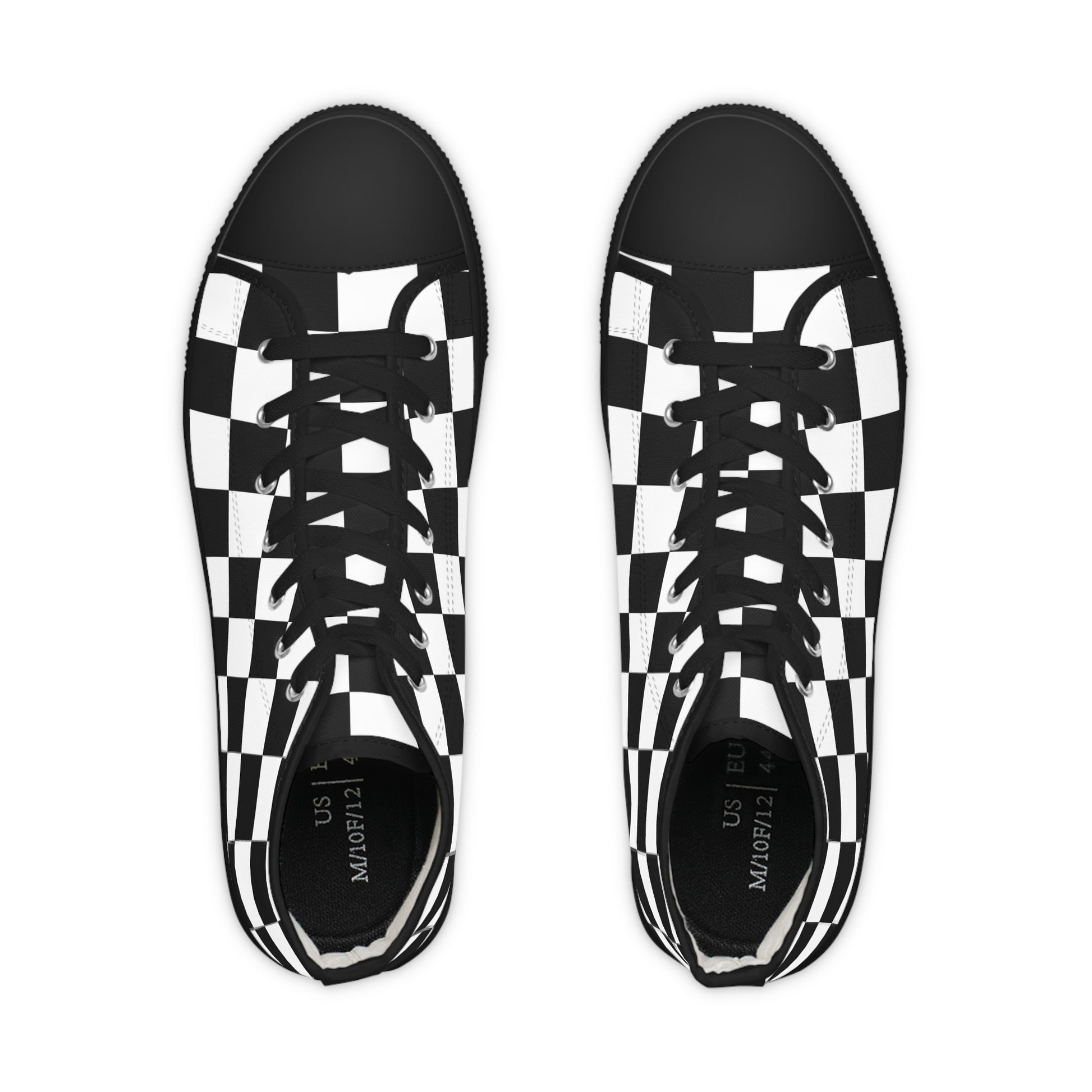 Checkerboard Black and White Men's High Top Sneakers, Artsulli - Art is Long, Life is Short, Shoes, , , , , , , 