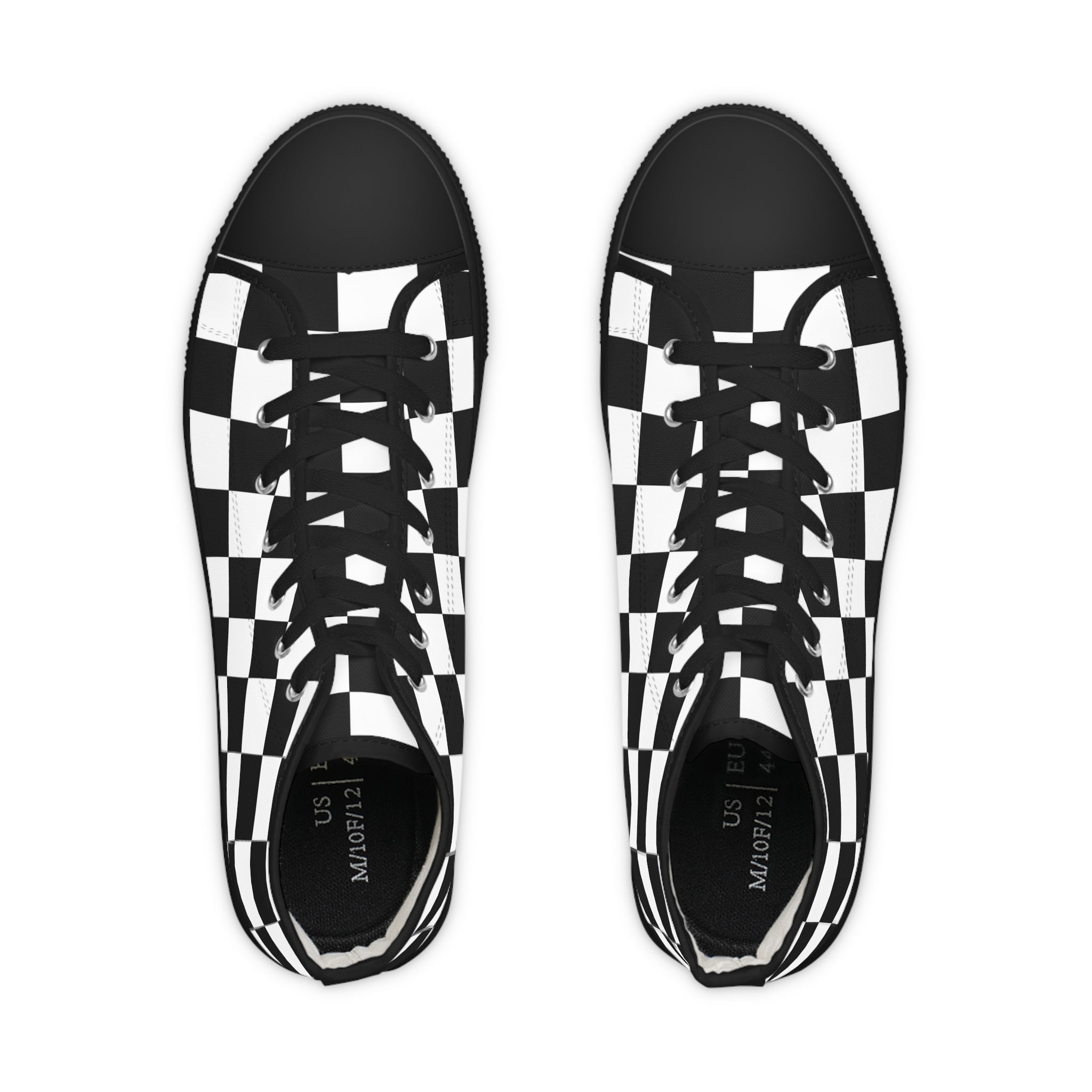 Checkerboard Black and White Men's High Top Sneakers, Artsulli - Art is Long, Life is Short, Shoes, , , , , , , 