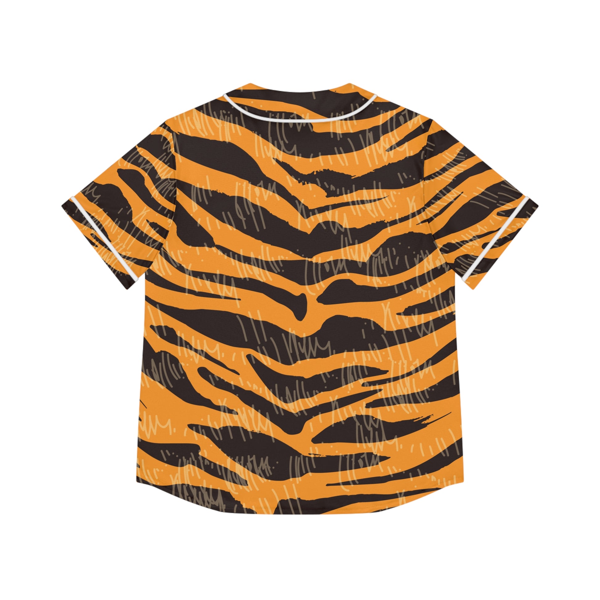 Tiger Scratches Orange & Black Women's Baseball Jersey (AOP), Artsulli - Art is Long, Life is Short, All Over Prints, , , , , , , 