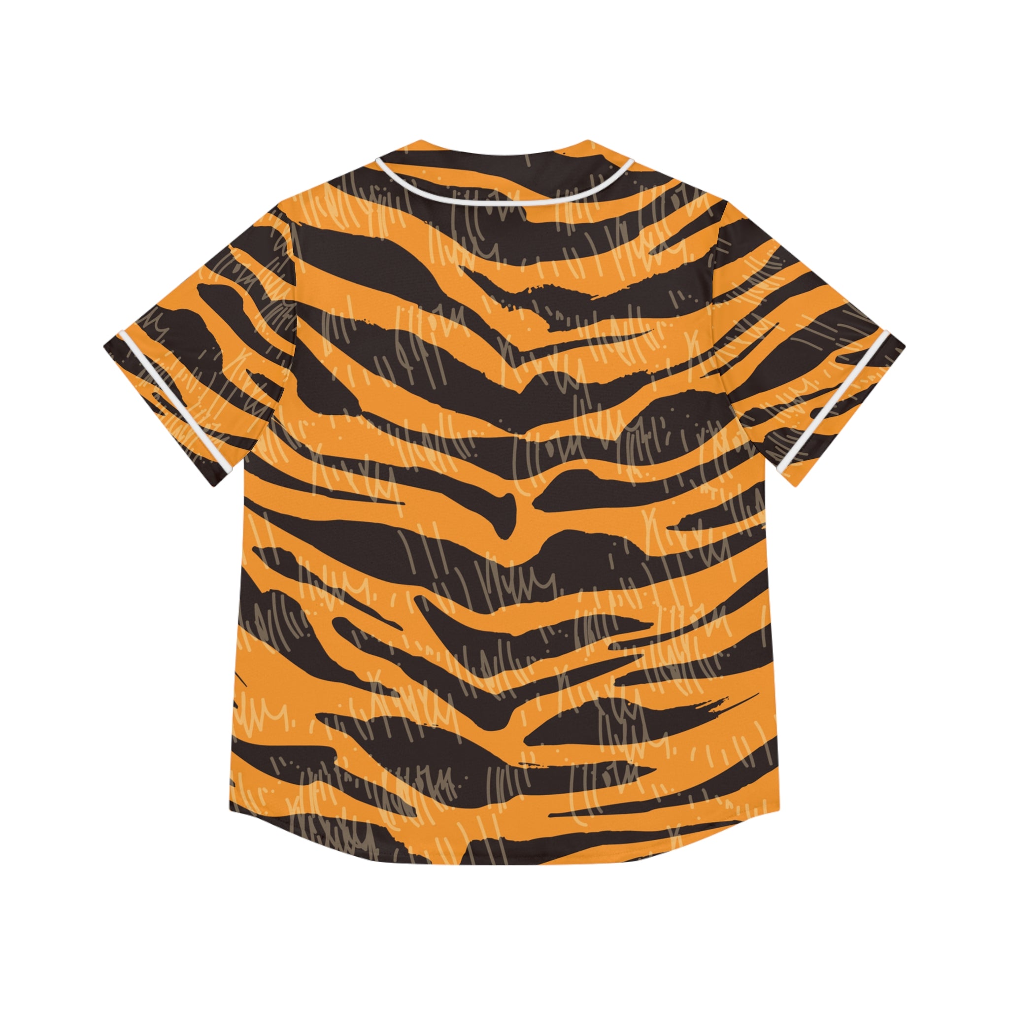 Tiger Scratches Orange & Black Women's Baseball Jersey (AOP), Artsulli - Art is Long, Life is Short, All Over Prints, , , , , , , 