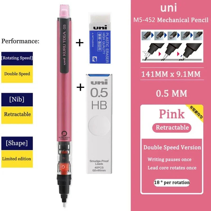 Buy The Best By Artsulli - Art is Long Life Short - Japan UNI Mechanical Pencil KURUTOGA 0.5mm Non Breakable Lead Drawing Activity M5-452