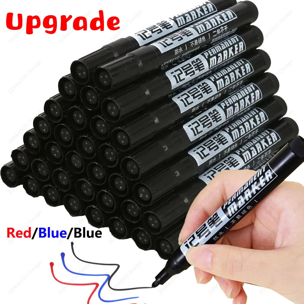 1-100Pcs Waterproof Oil-based Marker Pen Quick Dry Black Blue Red Ink Permanent for Metal Glass Stationery Art School Supply