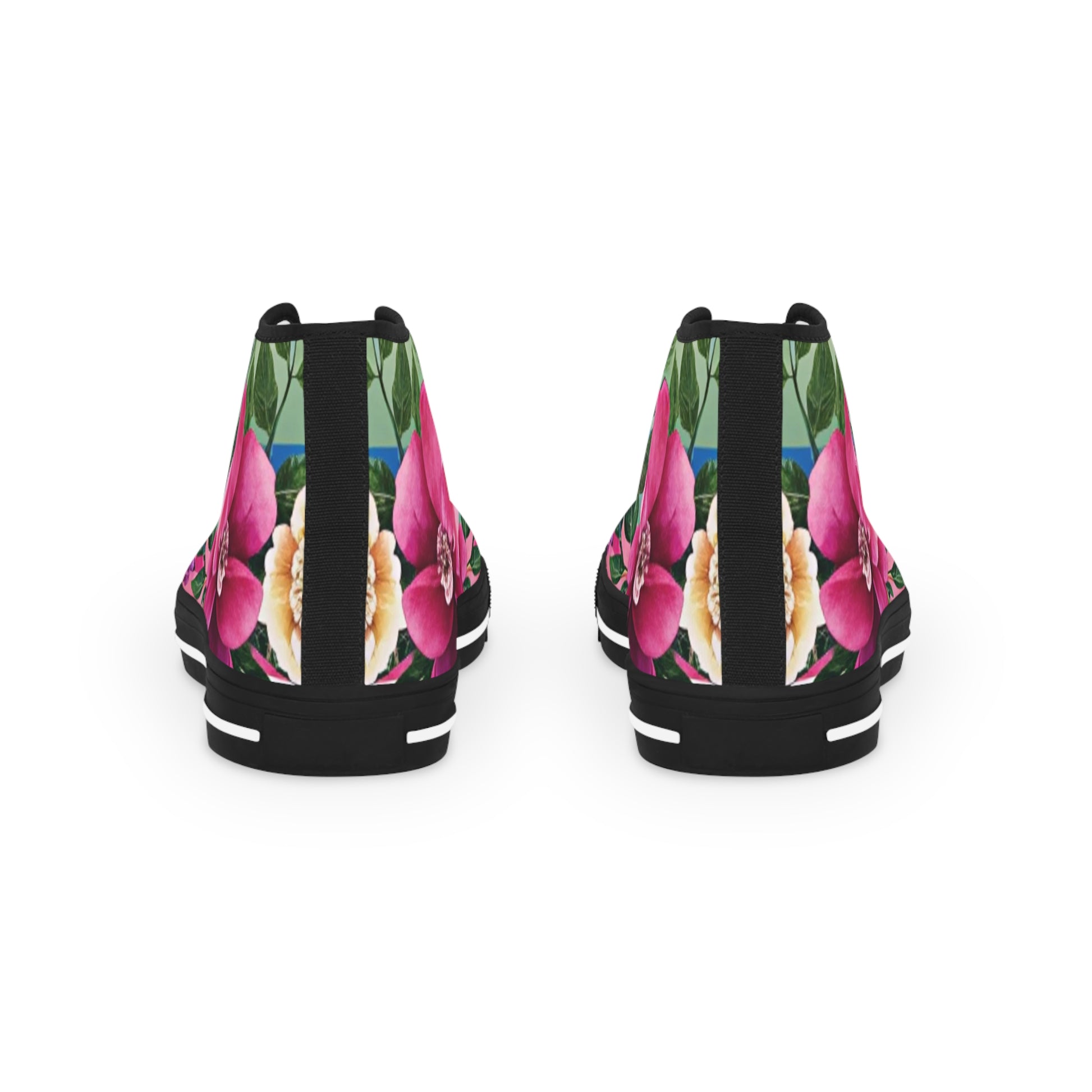 Floral Stripe 4K Men's High Top Sneakers, Artsulli - Art is Long, Life is Short, Shoes, , , , , , , 
