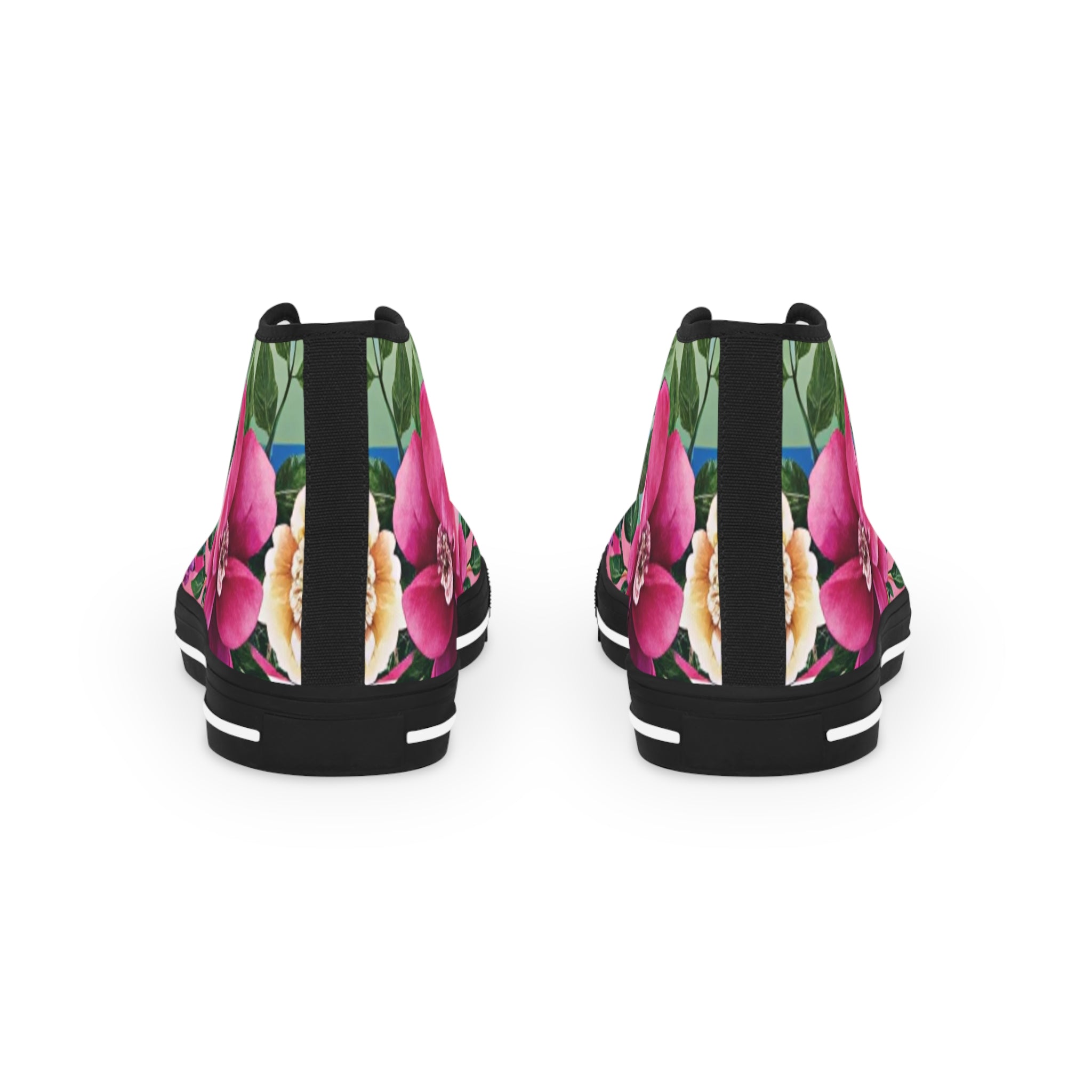 Floral Stripe 4K Men's High Top Sneakers, Artsulli - Art is Long, Life is Short, Shoes, , , , , , , 