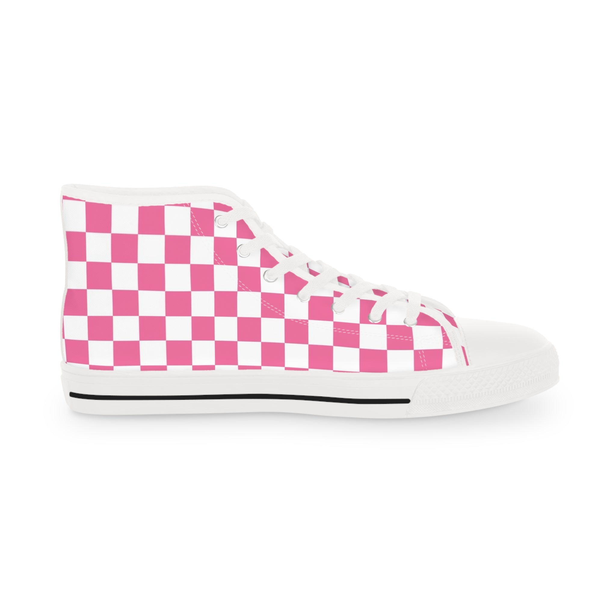 Yuyushiki Pink Check Men's High Top Sneakers