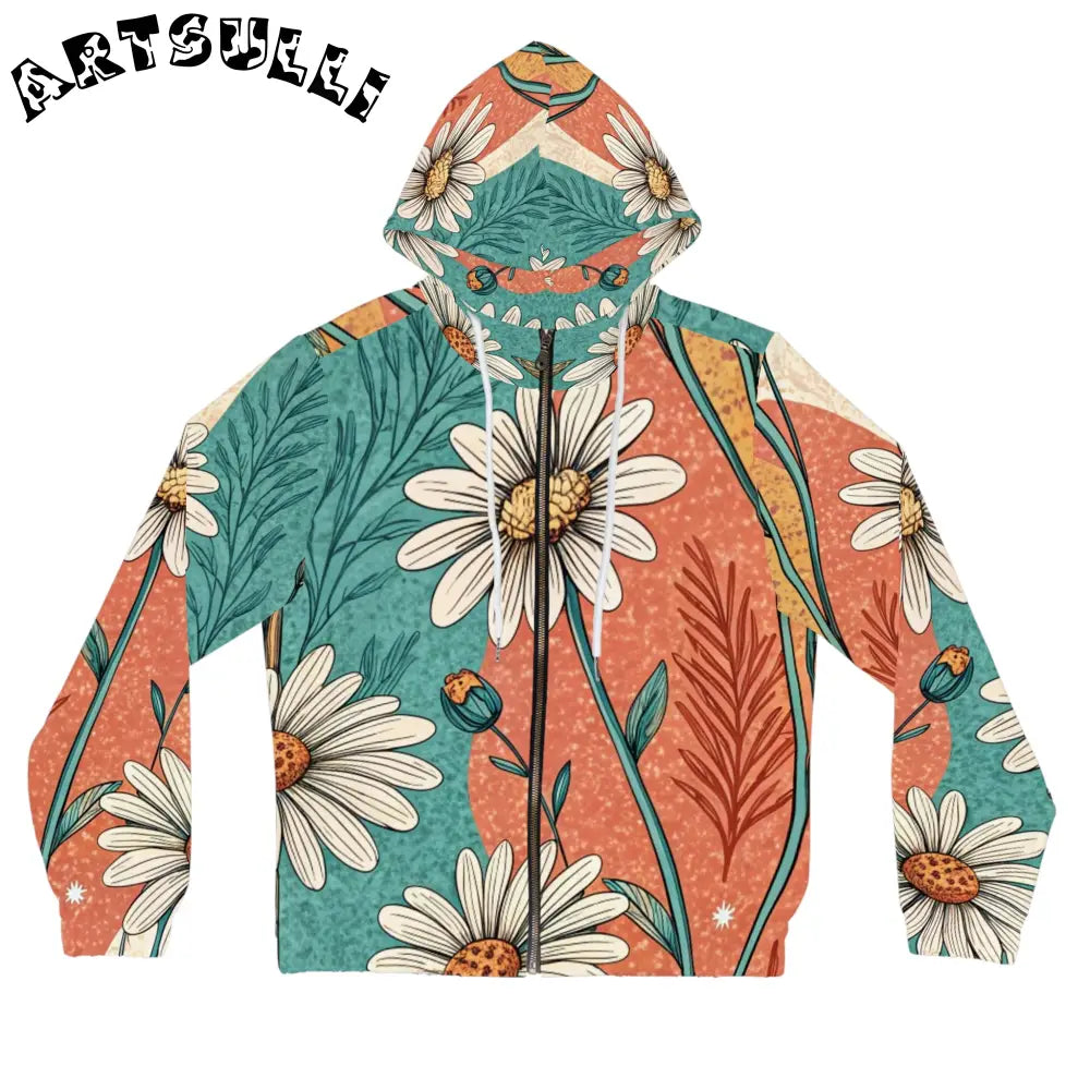 JAKKOUTTHEBXX Retro Daisy Dream Women’s Full-Zip Hoodie (AOP)