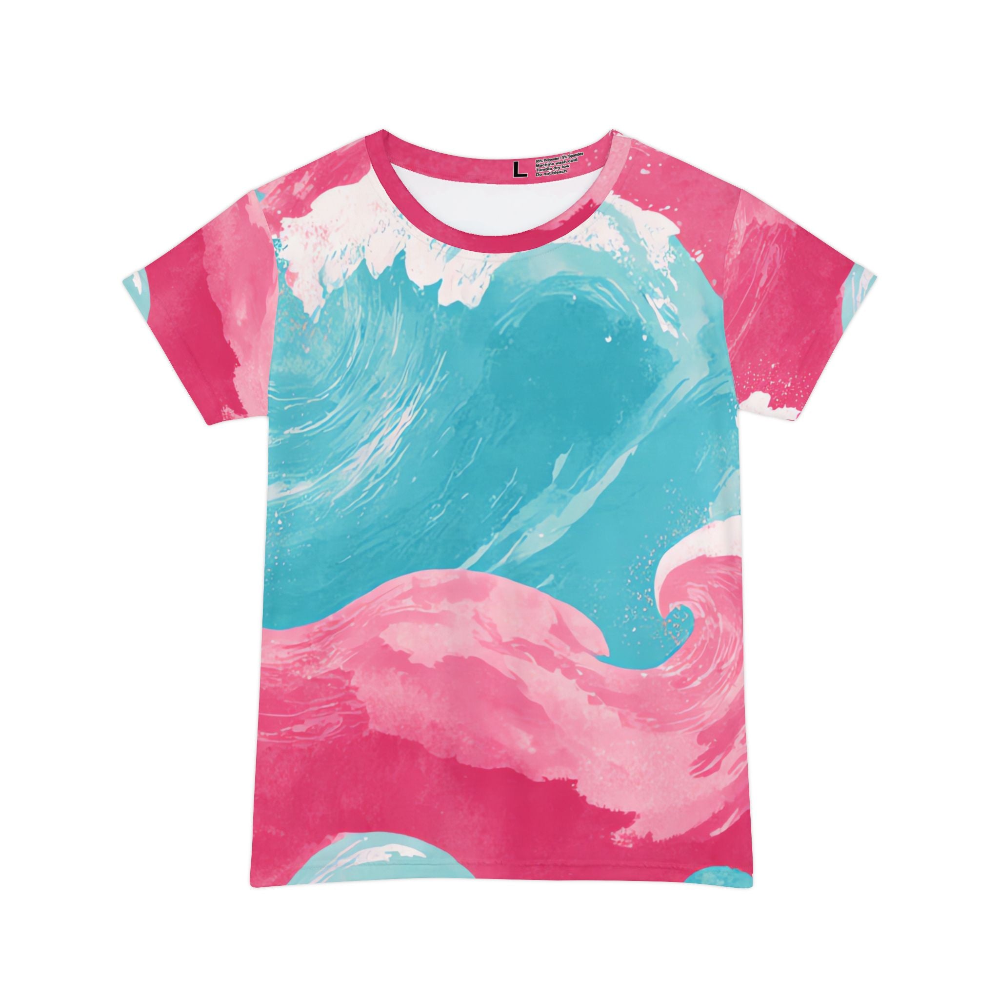 The Great Pastelwave Pink and Blue Waves Women's Short Sleeve Shirt (AOP), Artsulli - Art is Long, Life is Short, All Over Prints, Size, XS, , , , , 33706249499084053692