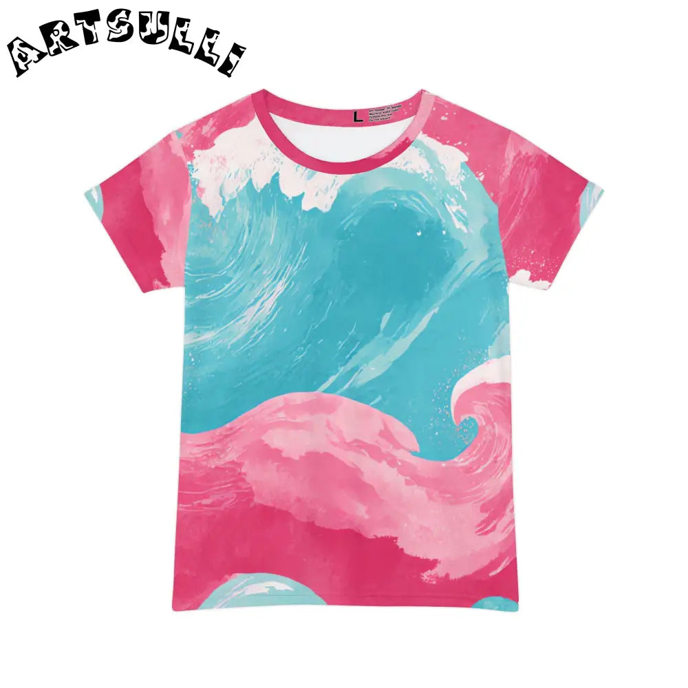 JAKKOUTTHEBXX The Great Pastelwave Pink and Blue Waves Women’s Short