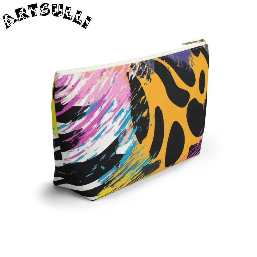 Zebra Stripes x Leapord Print x Paint Splatter Multi-Color Accessory Pouch w T-bottom, Artsulli - Art is Long, Life is Short, Bags, , , , , , , 