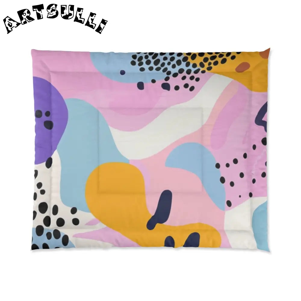JAKKOUTTHEBXX Colorful Abstract Dots and Shapes Comforter