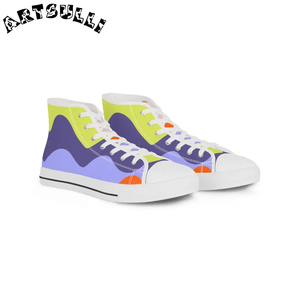 JAKKOUTTHEBXX Waves Yellow and Blue Men’s High Top Sneakers