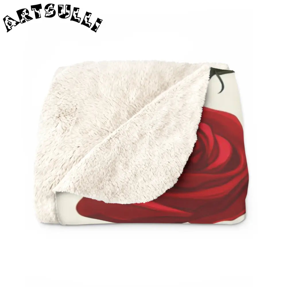 JAKKOUTTHEBXX Red Roses Sherpa Fleece Blanket JAKKOUTTHEBXX Artsulli