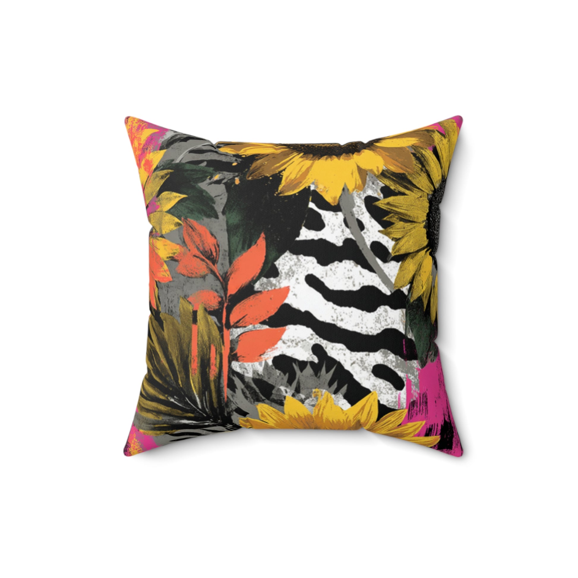 Sunflower Zebra Acid Trip Spun Polyester Square Pillow, Artsulli - Art is Long, Life is Short, Home Decor, , , , , , , 