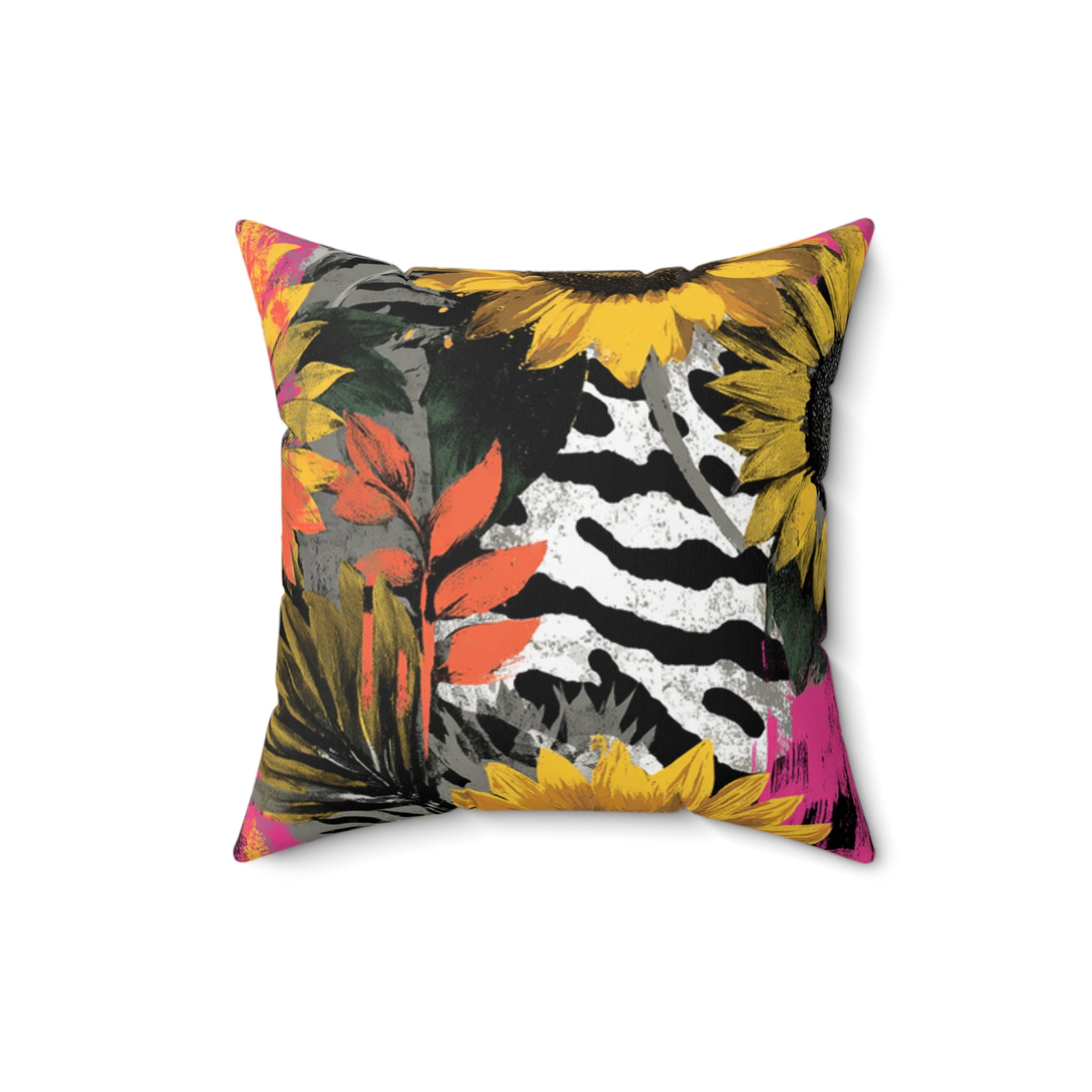 Sunflower Zebra Acid Trip Spun Polyester Square Pillow, Artsulli - Art is Long, Life is Short, Home Decor, , , , , , , 