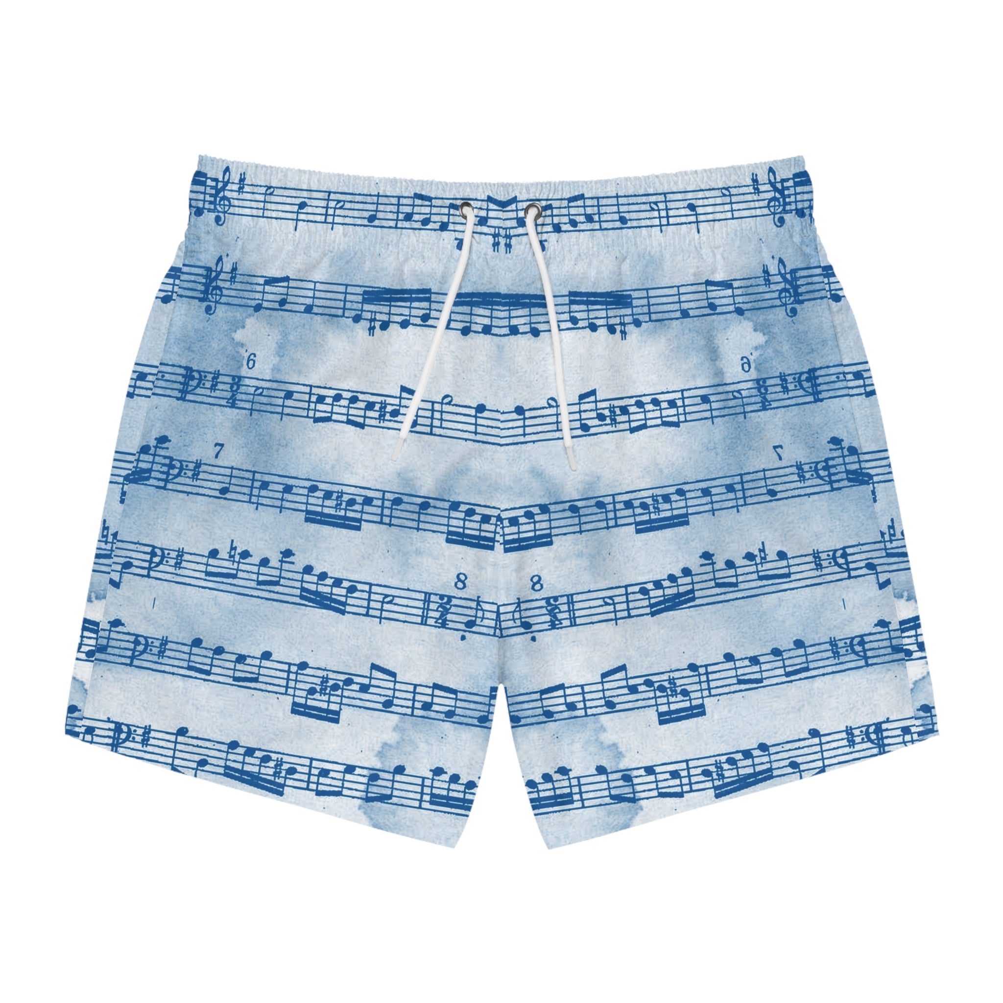 Drip Spill Type Beat Sheet Music II Blue Swim Trunks (AOP), Artsulli - Art is Long, Life is Short, All Over Prints, Size, XS, Color, Seam thread color automatically matched to design, , , 17759926877387414869