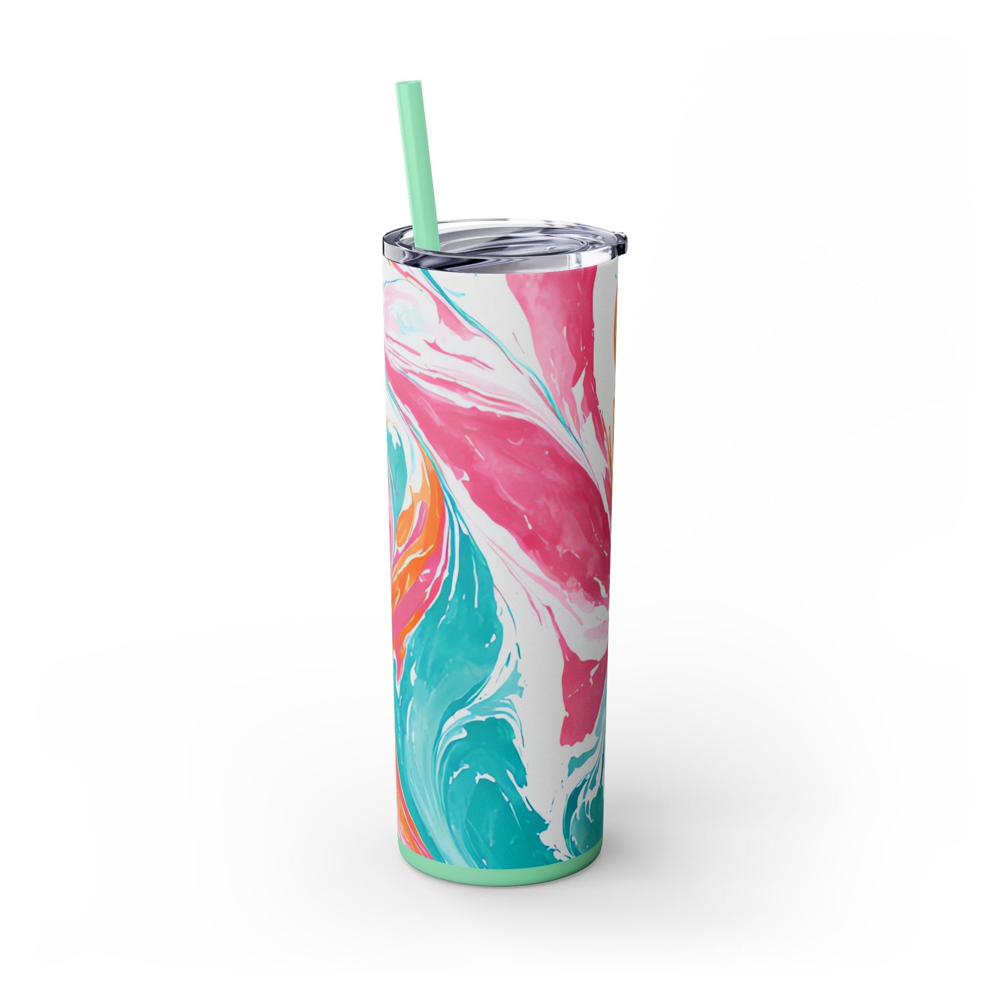 Liquid Pastel Spill Multi-Color Skinny Tumbler with Straw, 20oz, Artsulli - Art is Long, Life is Short, Mug, , , , , , , 