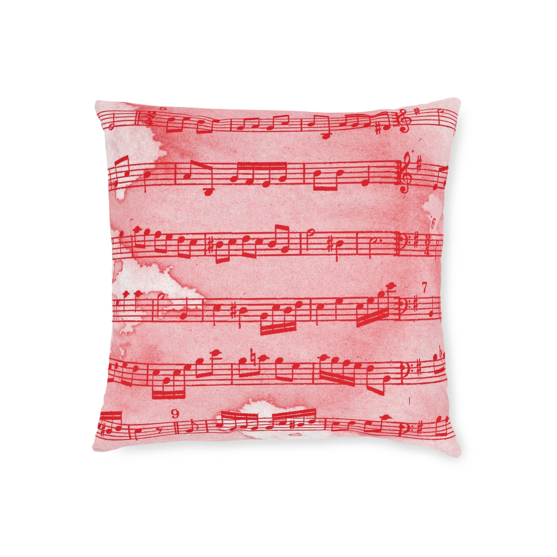 Drip Spill Type Beat Sheet Music Red Square Pillow, Artsulli - Art is Long, Life is Short, Home Decor, , , , , , , 