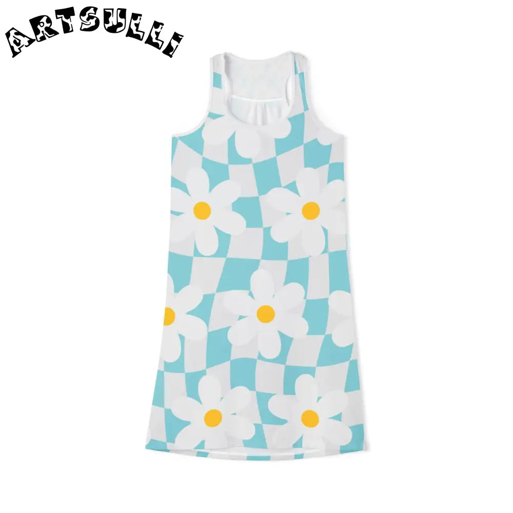 JAKKOUTTHEBXX Trippy Check Garden Women’s Racerback Dress (AOP)