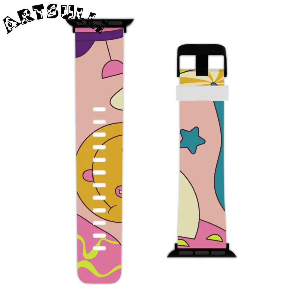 JAKKOUTTHEBXX Trippy Spaceships Pink Watch Band for Apple Watch