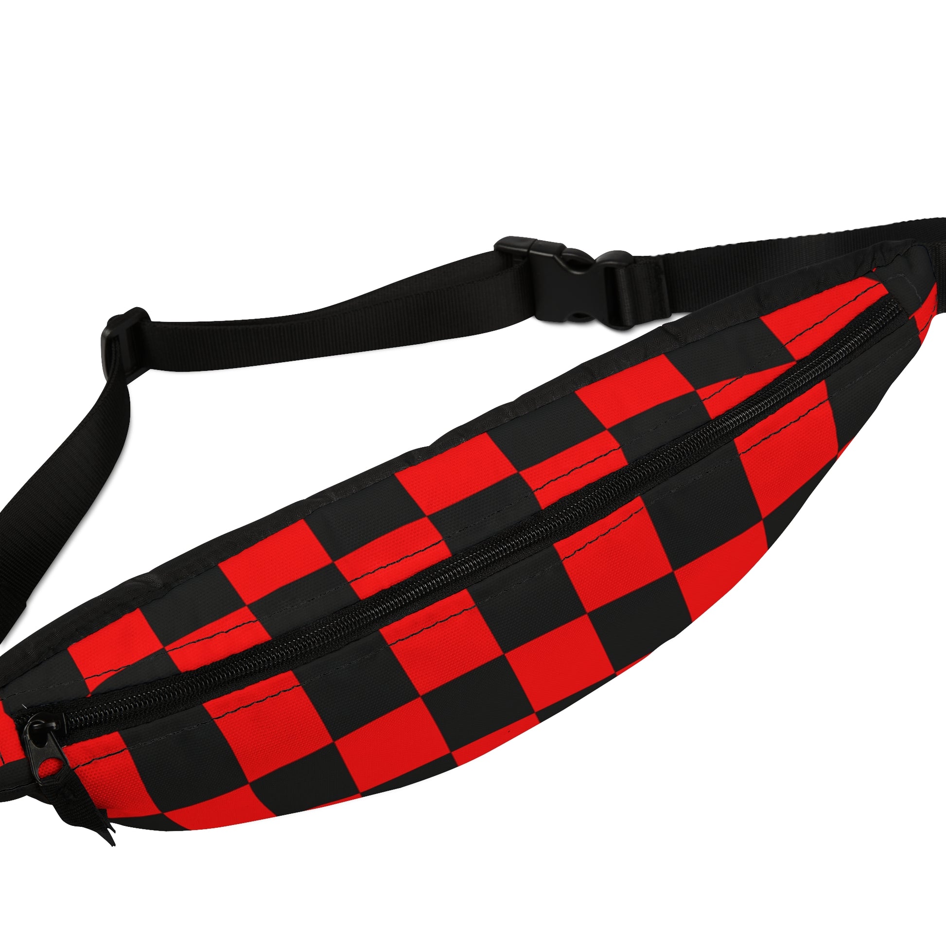 Checkerboard Red and Black Fanny Pack, Artsulli - Art is Long, Life is Short, Bags, , , , , , , 