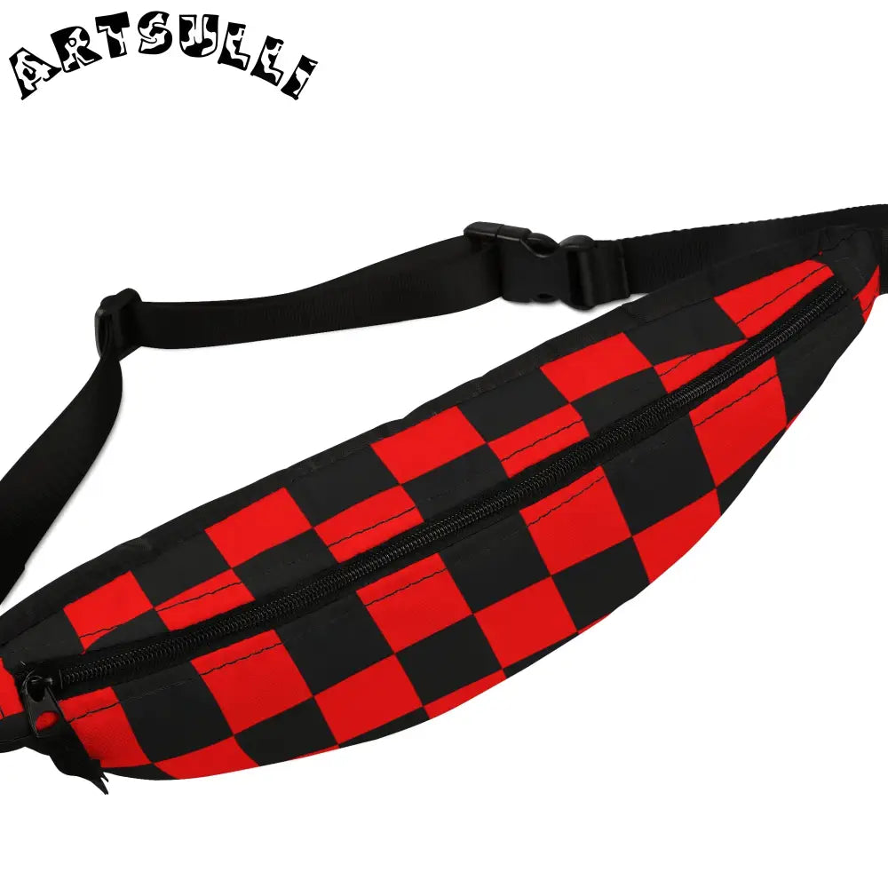 JAKKOUTTHEBXX Checkerboard Red and Black Fanny Pack JAKKOUTTHEBXX