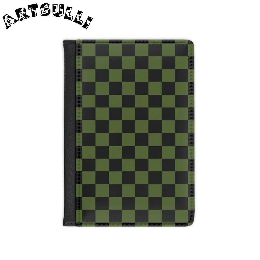 JAKKOUTTHEBXX Checkerboard Olive Green and Black Passport Cover