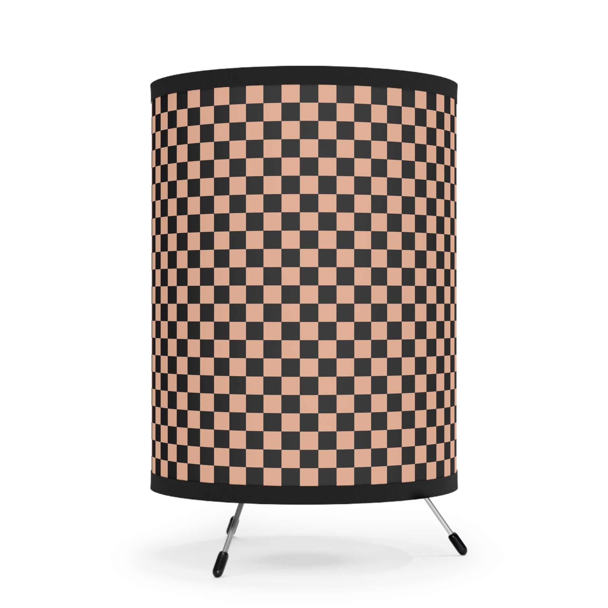 Checkerboard Soft Orange and Black Tripod Lamp with High-Res Printed Shade, US\CA plug, Artsulli - Art is Long, Life is Short, Home Decor, , , , , , , 