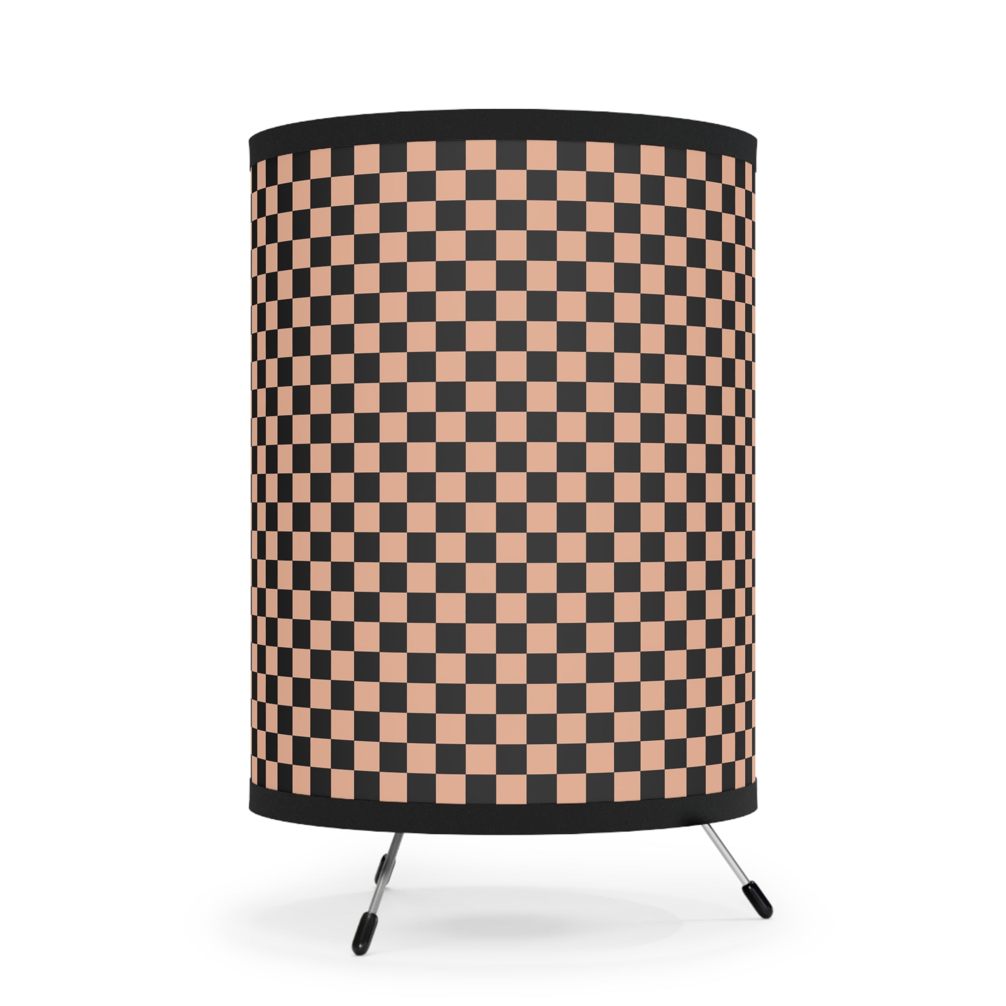Checkerboard Soft Orange and Black Tripod Lamp with High-Res Printed Shade, US\CA plug, Artsulli - Art is Long, Life is Short, Home Decor, , , , , , , 
