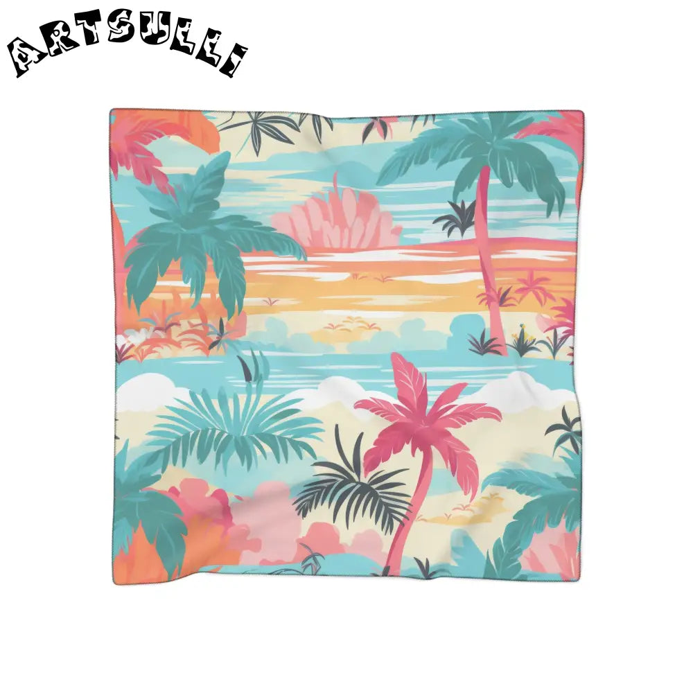 JAKKOUTTHEBXX Tropical Palm Beach Paradise Multi-Color Poly Scarf