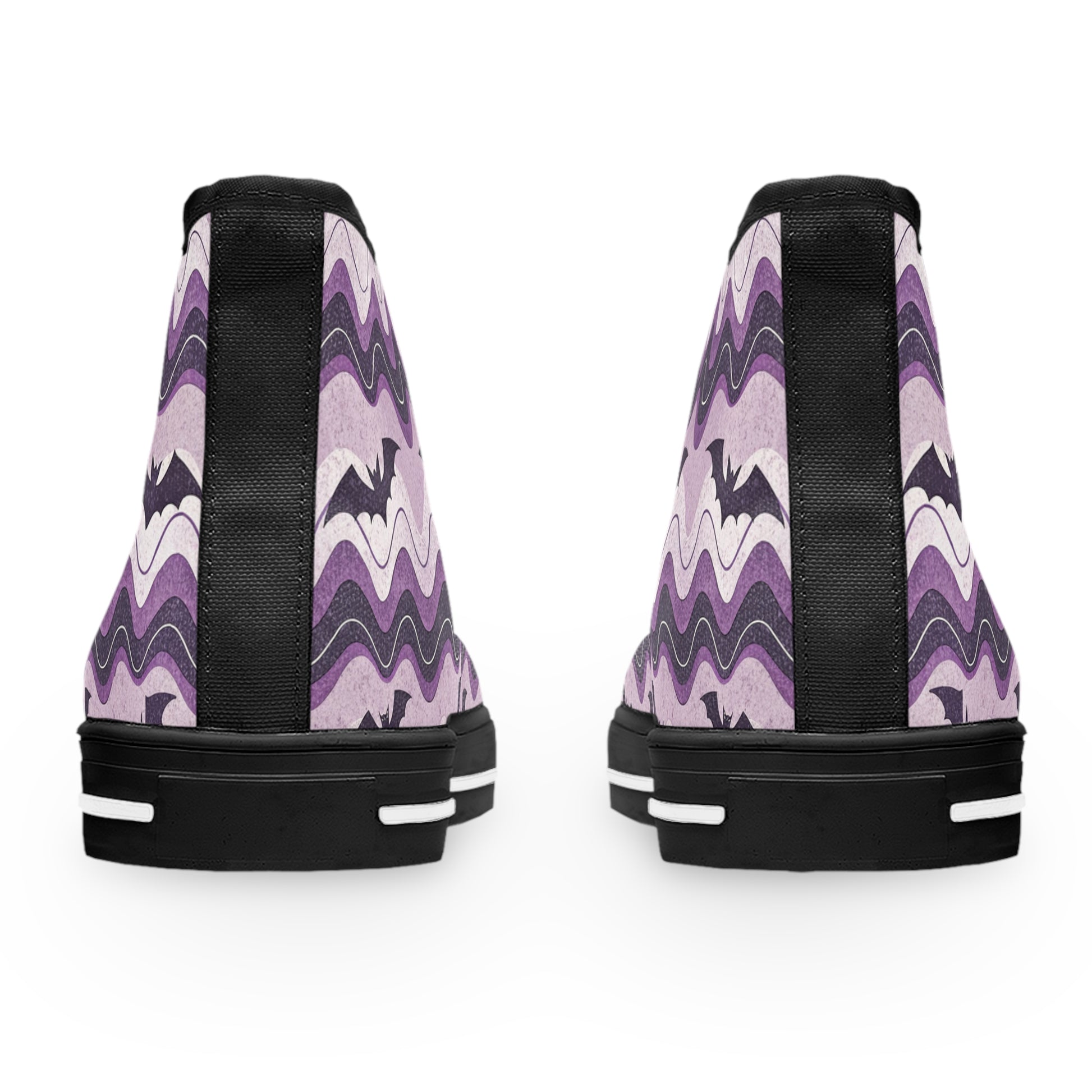 Bat Wave Purple Women's High Top Sneakers, Artsulli - Art is Long, Life is Short, Shoes, , , , , , , 