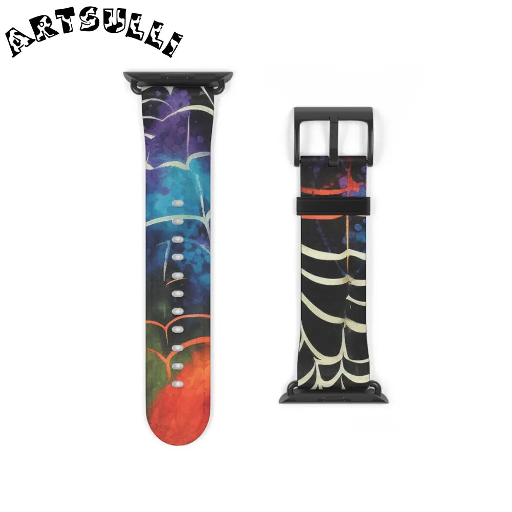JAKKOUTTHEBXX Colorful Spider Web Faux Leather Watch Band 2025
