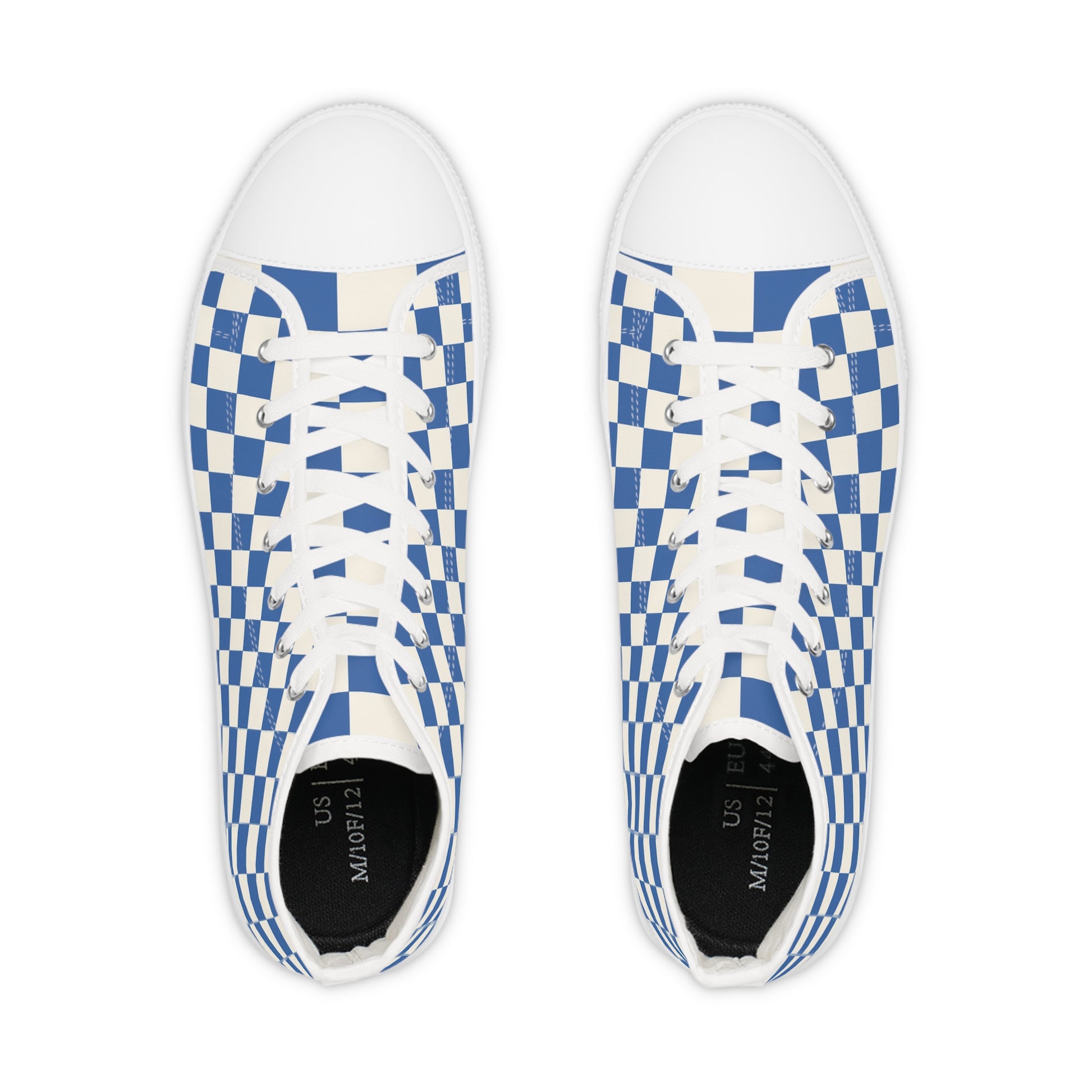 Checkerboard Blue Men's High Top Sneakers, Artsulli - Art is Long, Life is Short, Shoes, , , , , , , 